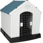 Plastic Ventilate Dog House with Door Weatherproof Pet House with Elevated Floor, Medium