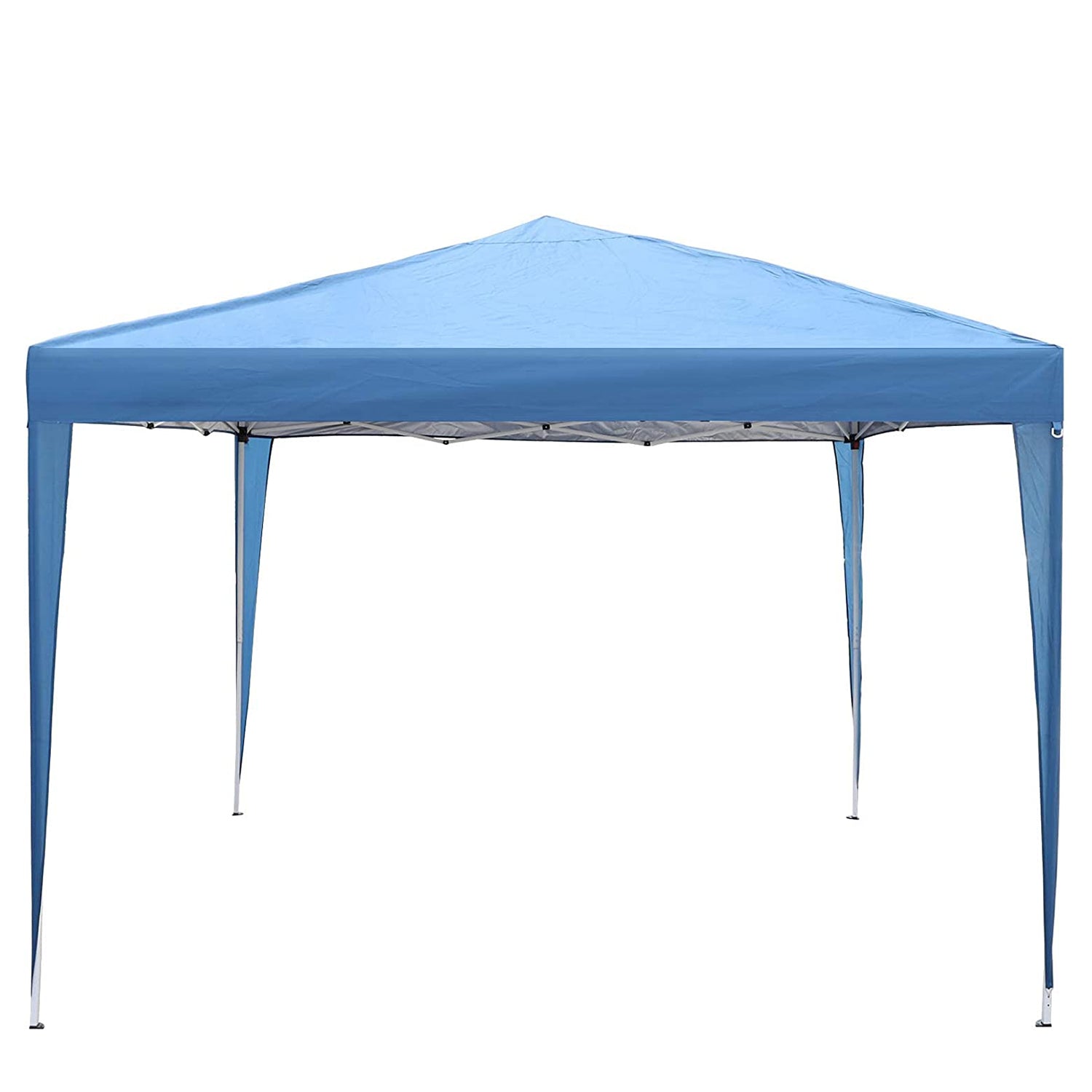 10 ft. Foldable Pop Up Canopy Tent with Mesh Sidewall Height Adjustable Outdoor Gazebos with Carrying Bag for Parties, Picnics & Camping, Blue