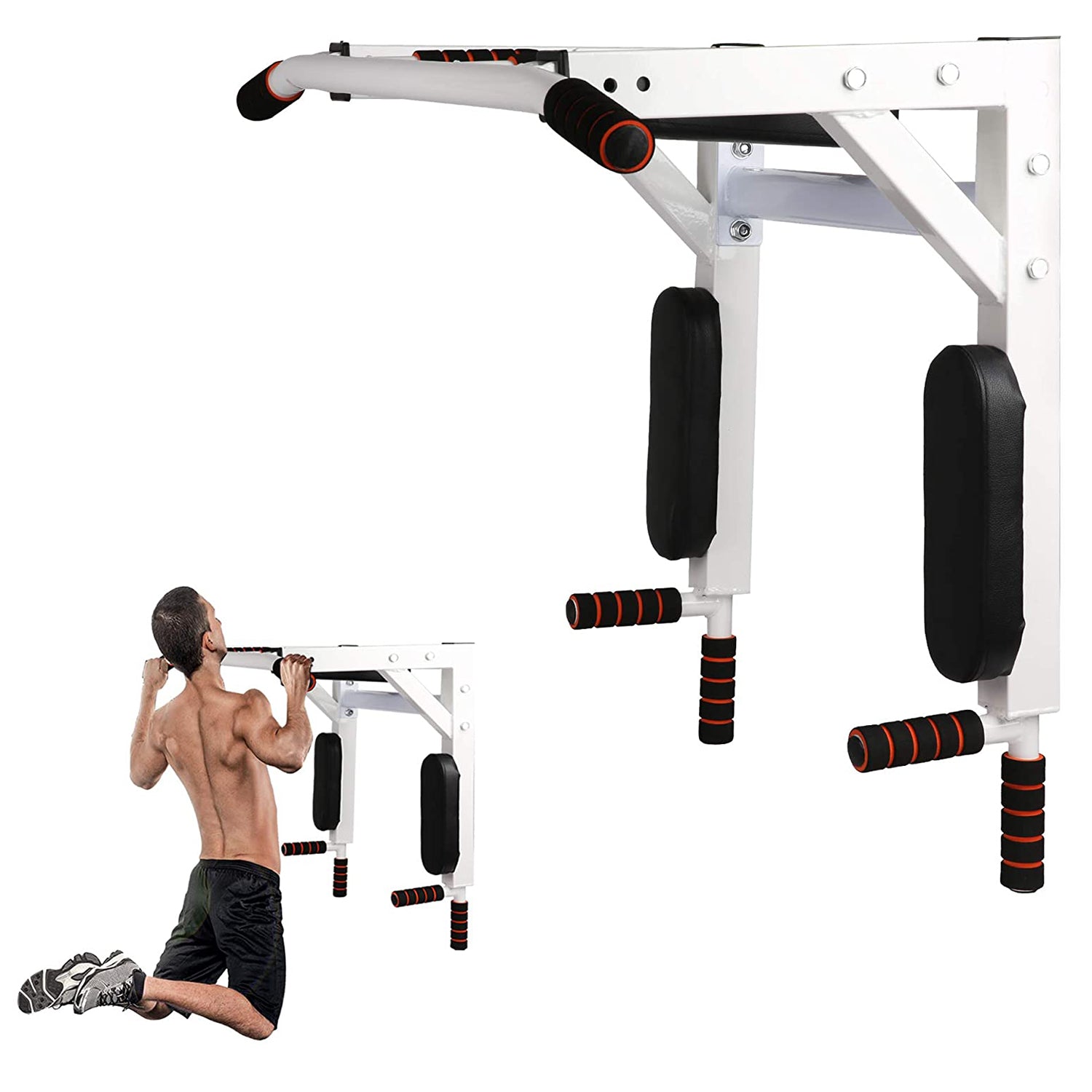 Versatile 2-in-1 Wall Mounted Pull Up Bar and Dip Station for Home Gym - Supports up to 330 Lbs