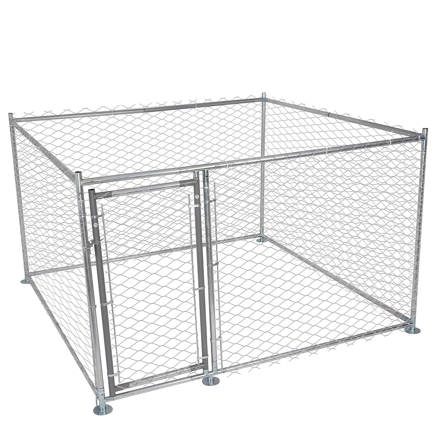 Outdoor Dog Kennel Heavy Duty Galvanized Mesh Steel Fence Dog Playpen Run Cage w/ Secure Lock 6.6x6.6x4 ft