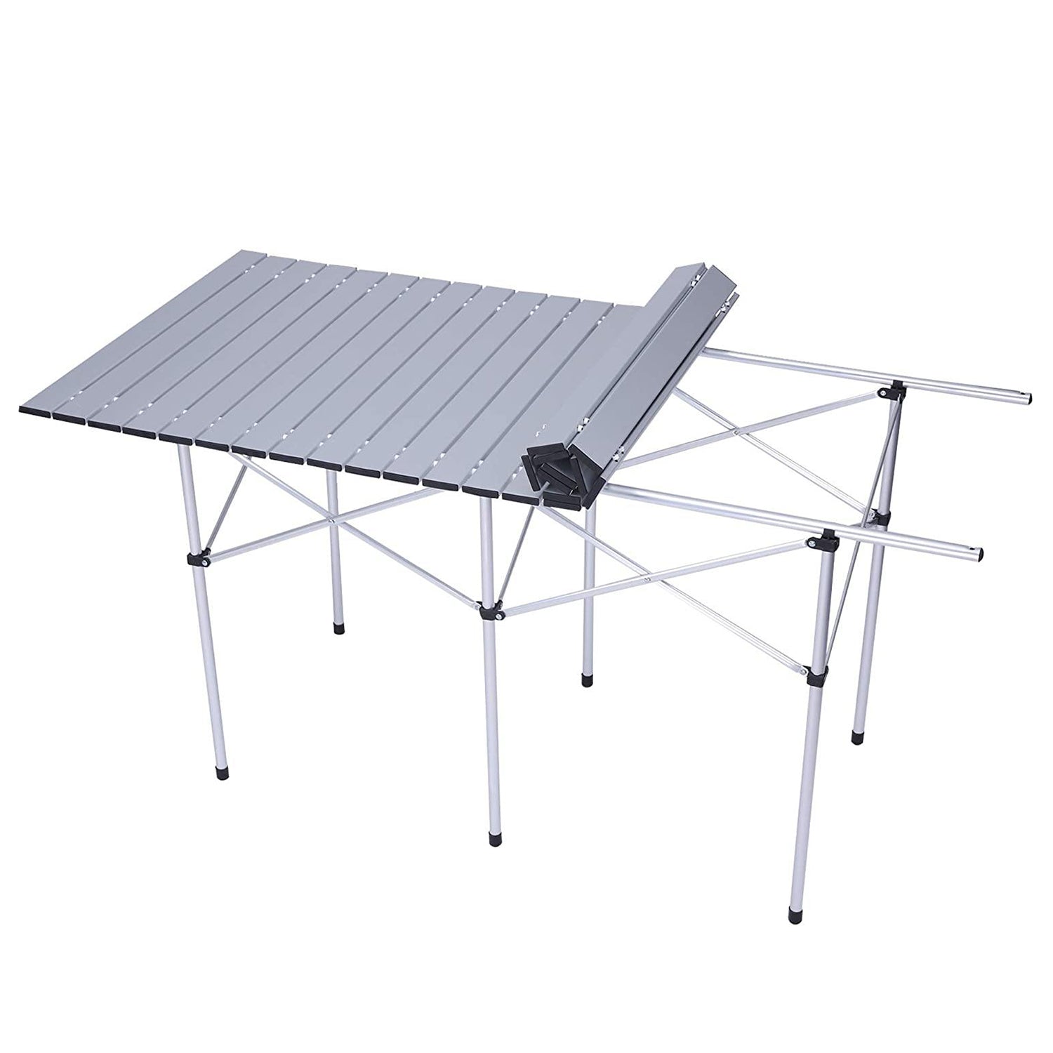 Portable Folding Lightweight Aluminum Camping Picnic Table, Compact Roll Top Table with Carry Bag