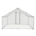 Outdoor Large Metal Chicken Coop 10' x 6.5' x 6.5' Walk-in Poultry Cage Backyard Hen House with Chicken Run Cover