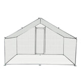 Outdoor Large Metal Chicken Coop 10' x 6.5' x 6.5' Walk-in Poultry Cage Backyard Hen House with Chicken Run Cover