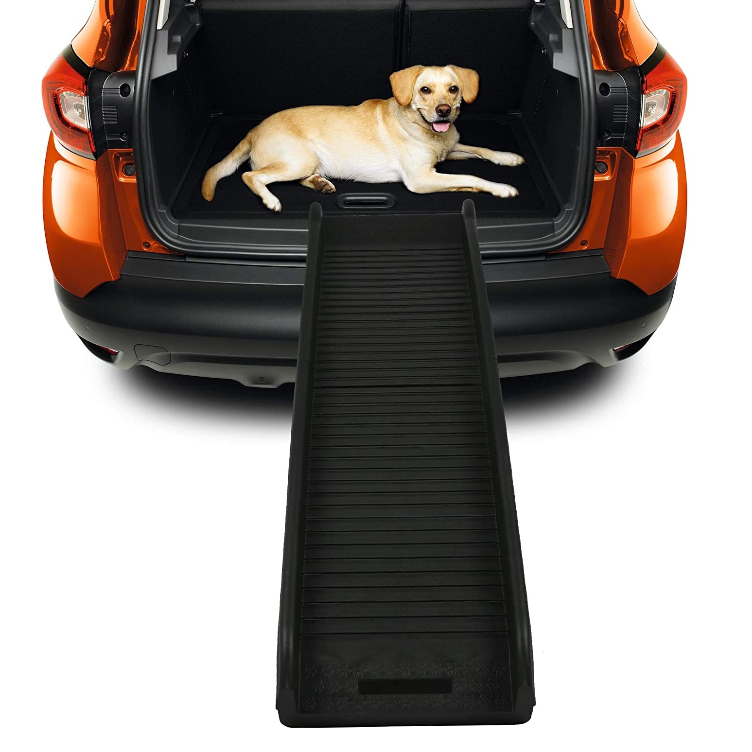 60"L Folding Portable Pet Ramp for Car, Gear Slip-Resistant Surface Safety Dog Ramp, Supports Up to 165 Lb