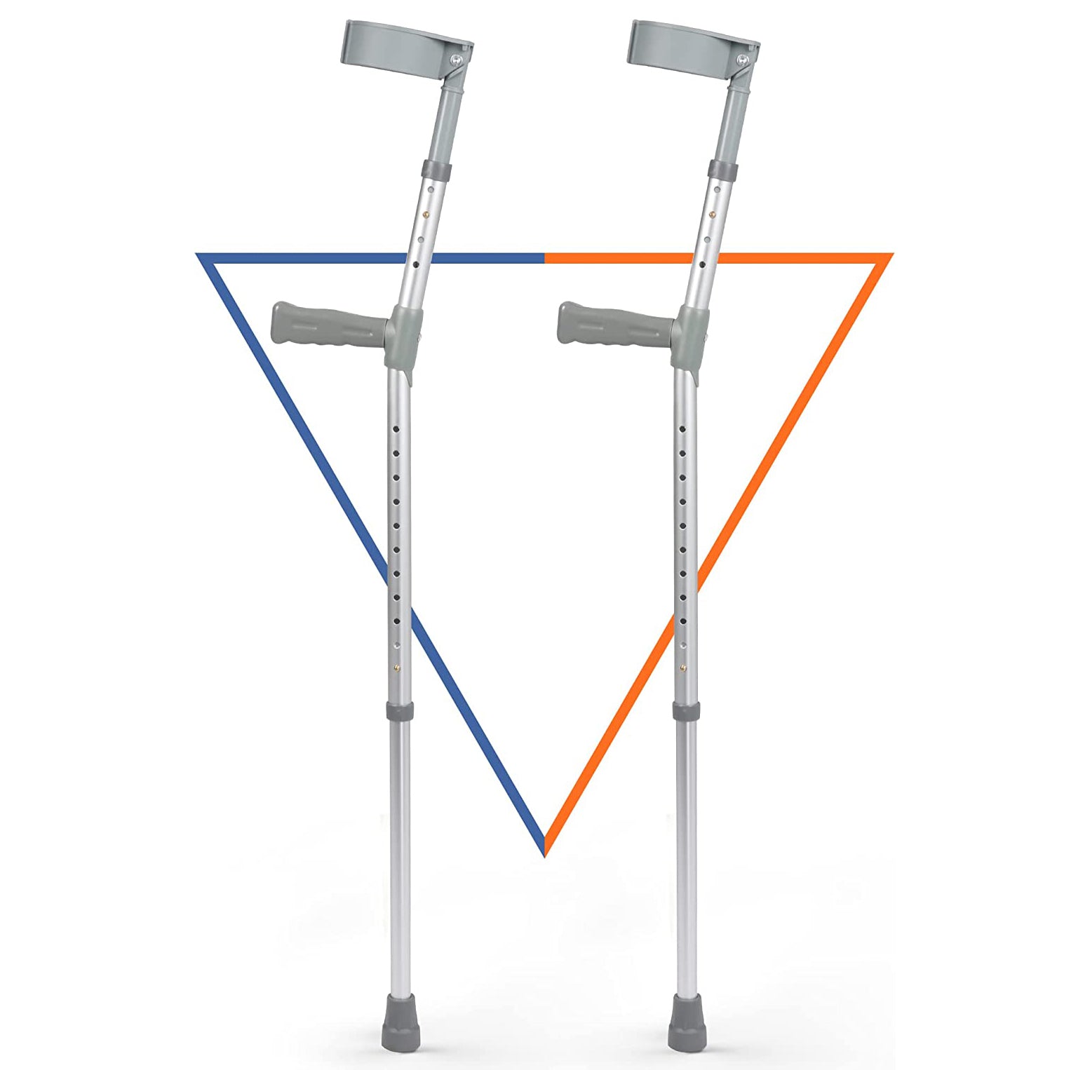 1 Pair of Aluminum Alloy Rehabilitation Crutches with Ergonomic Handles
