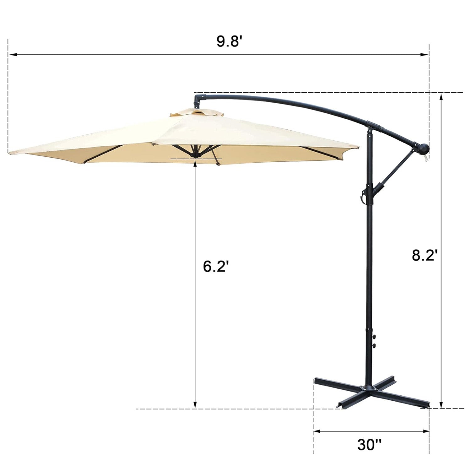 Cantilever Hanging Umbrella Rotation Patio Offset Umbrella without Weight Base, Beige