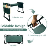 Heavy Duty Foldable Garden Kneeler and Seat Gardening Bench with Two Tool Pouches and 6" Widen Soft Kneeling Pad