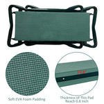 Heavy Duty Foldable Garden Kneeler and Seat Gardening Bench with Two Tool Pouches and 6" Widen Soft Kneeling Pad