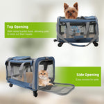 Cat Carriers with Wheels, Airline Approved Pet Travel Carriers with Breathable Mesh, Safe Locking Zippers