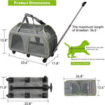 Pet Carrier for Cats Dogs Up to 33lbs with Detachable Wheels & Safe Locking Zippers, Airline Approved