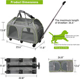 Pet Carrier for Cats Dogs Up to 33lbs with Detachable Wheels & Safe Locking Zippers, Airline Approved