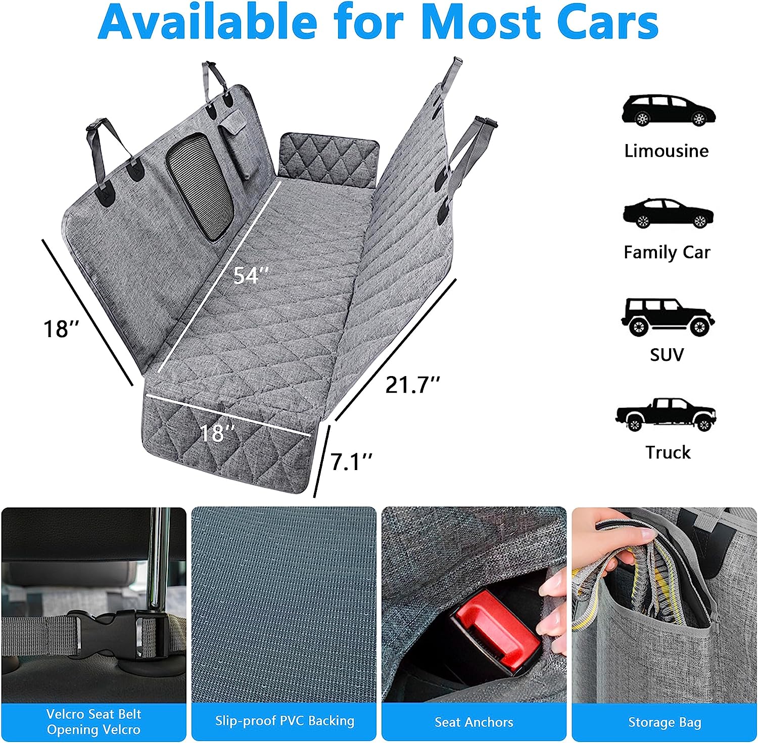 (Out of Stock) 5-in-1 Dog Car Seat Cover for Back Seat 600D Oxford Cloth Waterproof Pet Seat Cover Hammock Fit Most Cars, Trucks & SUVs