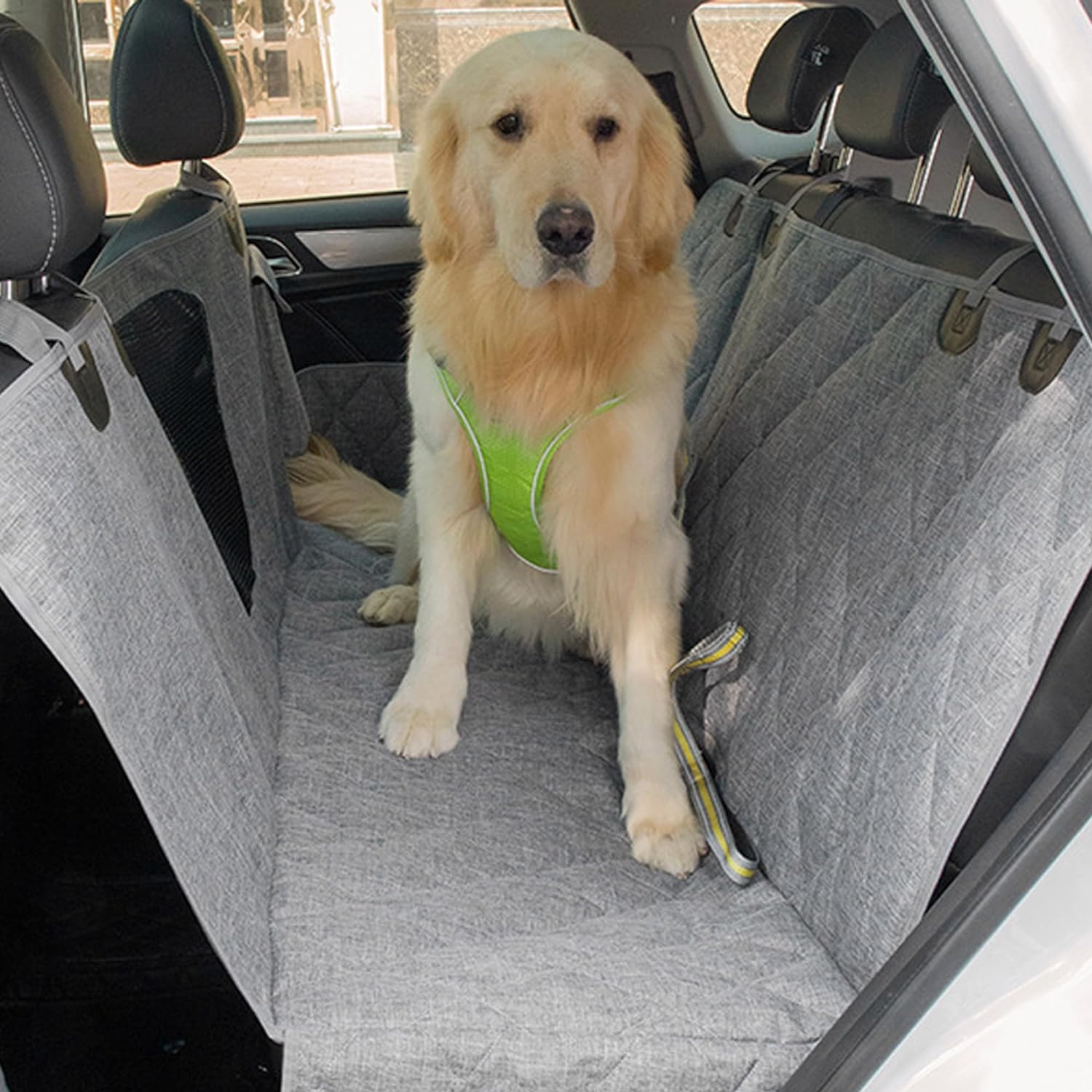 4-in-1 Waterproof Pet Dog Car Seat Cover for Back Seat 100% with Big Mesh Window & Storage Bag