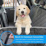 4-in-1 Waterproof Pet Dog Car Seat Cover for Back Seat 100%  with Big Mesh Window & Storage Bag