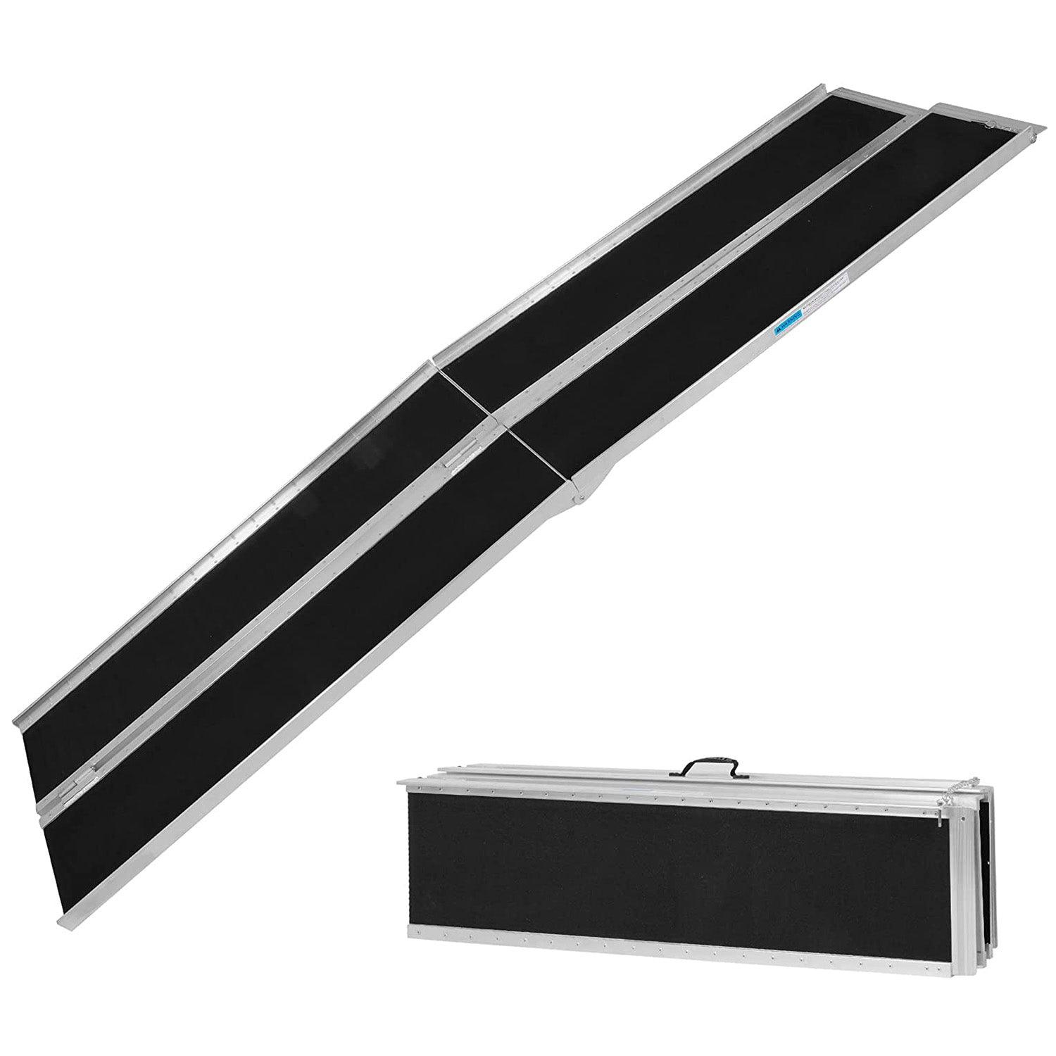 10FT Multifold Aluminum Wheelchair Ramp with Handle: Portable, Sturdy, and Easy to Setup - Bosonshop