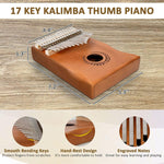 Kalimba Thumb Piano 17 Keys Portable Mahogany Mbira Finger Piano for Kids and Adults Beginners