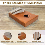 Kalimba Thumb Piano 17 Keys Portable Mahogany Mbira Finger Piano for Kids and Adults Beginners