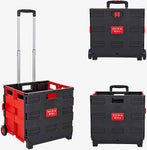 6 Packed Folding Rolling Crate Multi-Purpose Shopping Cart, Collapsible Grocery Handle Two Wheeled Shopping Cart Basket Rolling Tote (Red, Medium)