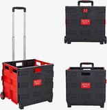 6 Packed Folding Rolling Crate Multi-Purpose Shopping Cart, Collapsible Grocery Handle Two Wheeled Shopping Cart Basket Rolling Tote (Red, Medium)