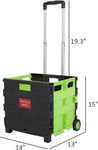 Medium Folding Rolling Utility Shopping Cart, Black & Green
