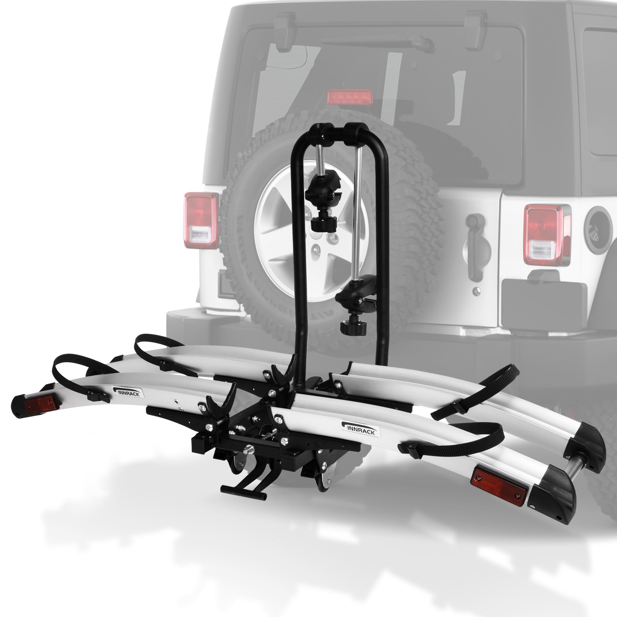 Foldable Hitch Bike Rack for 2 Bikes - 132 lbs Capacity, 360° Adjustable Arms, Smart Tilting, Fits 3.9'' Width Tires, SUV & Truck, 2" Receiver