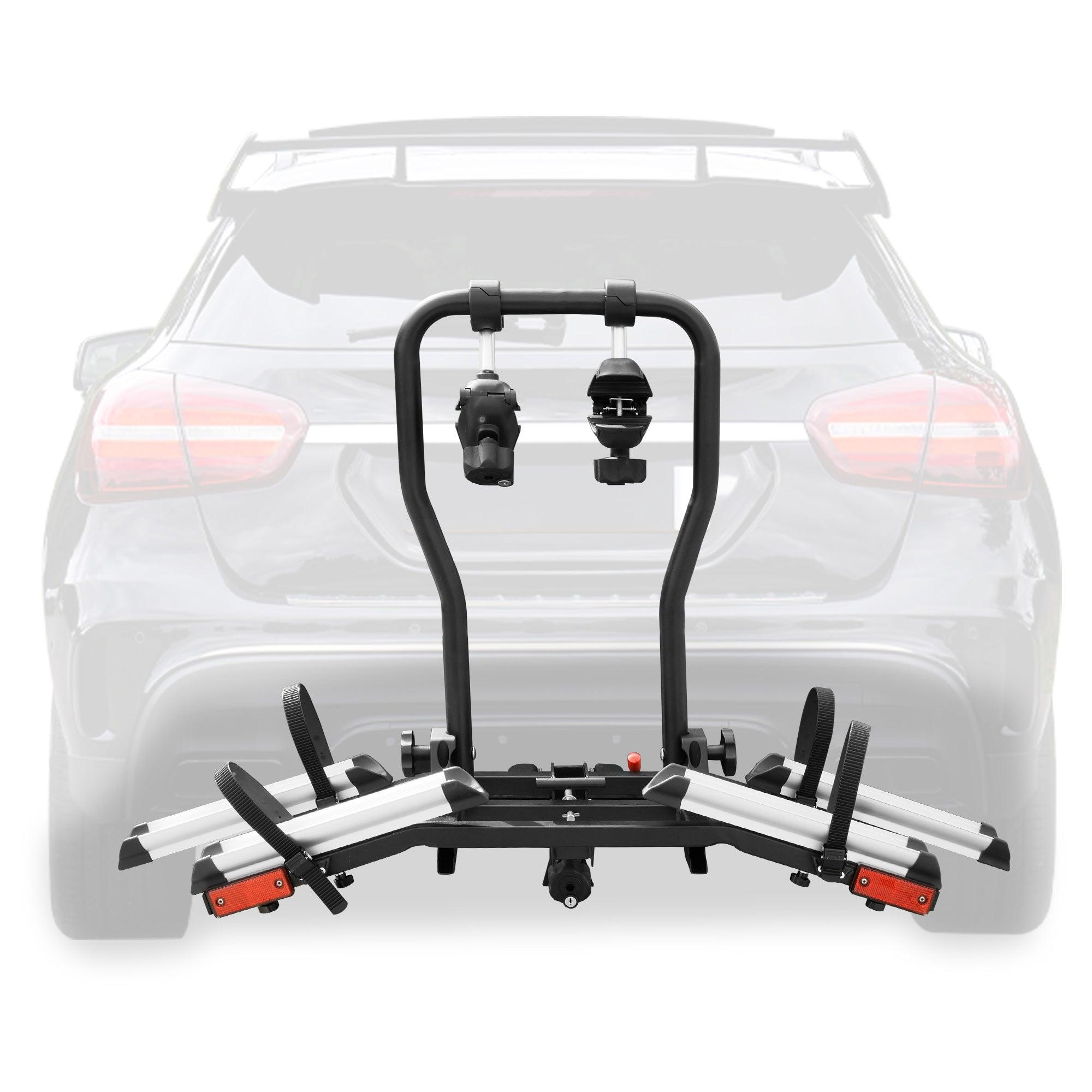 Hitch Bike Rack for 2 Bikes, Foldable Bicycle Car Racks w/ Adjustable Arms Smart Tilting for 2.4" Width Tire, 1.25" & 2" Receiver - Bosonshop