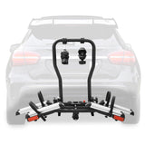 Hitch Bike Rack for 2 Bikes, Foldable Bicycle Car Racks w/ Adjustable Arms Smart Tilting for 2.4" Width Tire, 1.25" & 2" Receiver