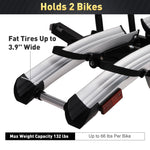 Hitch Bike Rack Platform Style Bike Carrier, Foldable Bicycle Car Racks for 3.9" Width Tire & 2" Receiver, 132 lbs Capacity