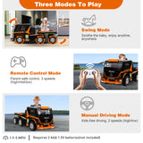 12V Kids Ride On Truck with Detachable Trailer, Kids Battery Powered Cars with Swing Function & RC