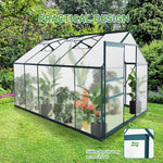 6' X 10' Walk-in Polycarbonate Greenhouse, Aluminum Heavy Duty Greenhouse Kit for Backyard Use in Winter