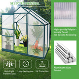 6'X 4' Walk-in Polycarbonate Greenhouse Aluminum Heavy Duty Greenhouse Kit for Backyard Use in Winter