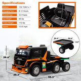 12V Kids Ride On Truck with Detachable Trailer, Kids Battery Powered Cars with Swing Function & RC