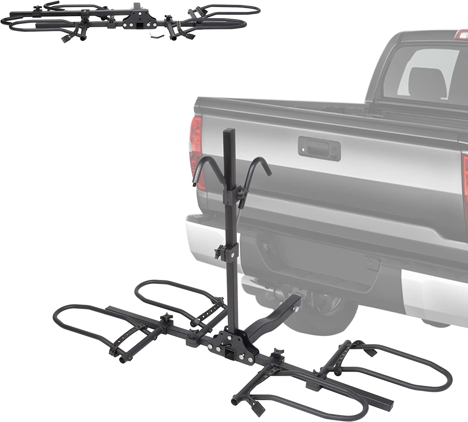 Hitch Mount Bike Rack 2 Bikes, Wobble Free Smart Tilting Folding Bicyc