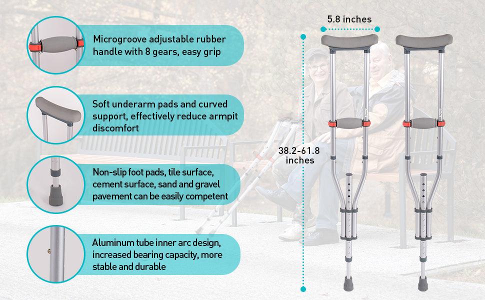 Folding Underarm Crutches Aluminum Frame