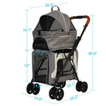 Double Pet Strollers for Dogs/Cats3 in 1 Design, with Pet Carrier Bag - Bosonshop
