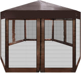 6.5' x 6.5' Outdoor Gazebo Patio Hexagonal Canopy Tent Sun Shade with Mosquito Netting and Carry Bag for Backyard Party - Bosonshop