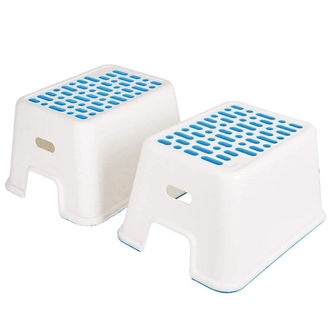 Bosonshop 2 PCS 10" Tall Non-Slip Step Stool for Kids Adults Large Stools with Strong Portable Carrying Handle (White)