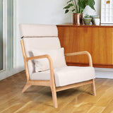 Mid-Century Modern Accent Chairs Fabric Reading Armchair Easy Assembly Upholstered Linen Lounge Chair - Bosonshop