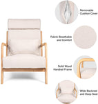 Mid-Century Modern Accent Chairs Fabric Reading Armchair Easy Assembly Upholstered Linen Lounge Chair - Bosonshop