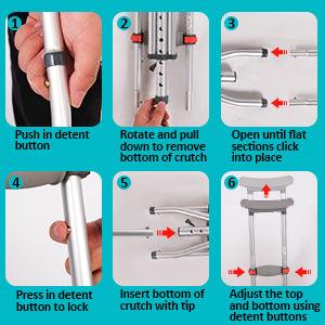 Folding Underarm Crutches Aluminum Frame