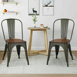 Set of 4 Metal Wood Dining Chair of Stackable Tolix Style - Bosonshop