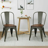Set of 4 Metal Wood Dining Chair of Stackable Tolix Style - Bosonshop