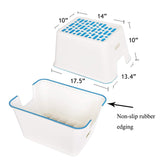 Bosonshop 2 PCS 10" Tall Non-Slip Step Stool for Kids Adults Large Stools with Strong Portable Carrying Handle (White)