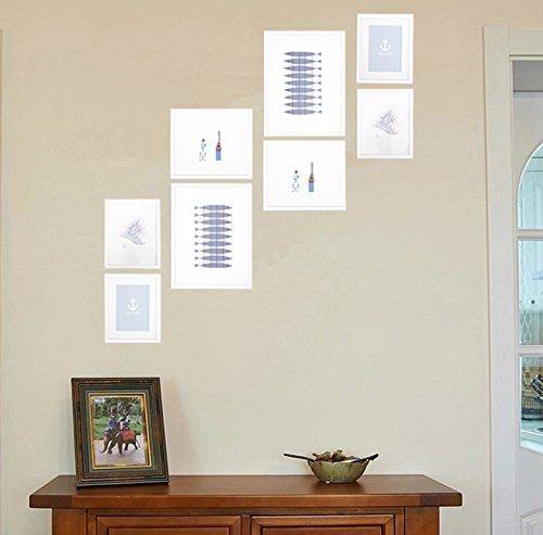Bosonshop Wall-Mounted Wood Picture Frames Set of 8 White Gallery Photo Frame