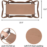 Garden Kneeler and Seat Folding Kneeling Bench Stool with Tool Pouches Soft EVA Foam for Gardening, Brown - Bosonshop