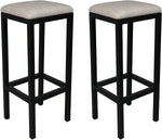 Set of 2 Bar stools Counter Height Bar Stools with Footrest Modern Bar Chair Metal Bar Stool PU Leather Black Barstool