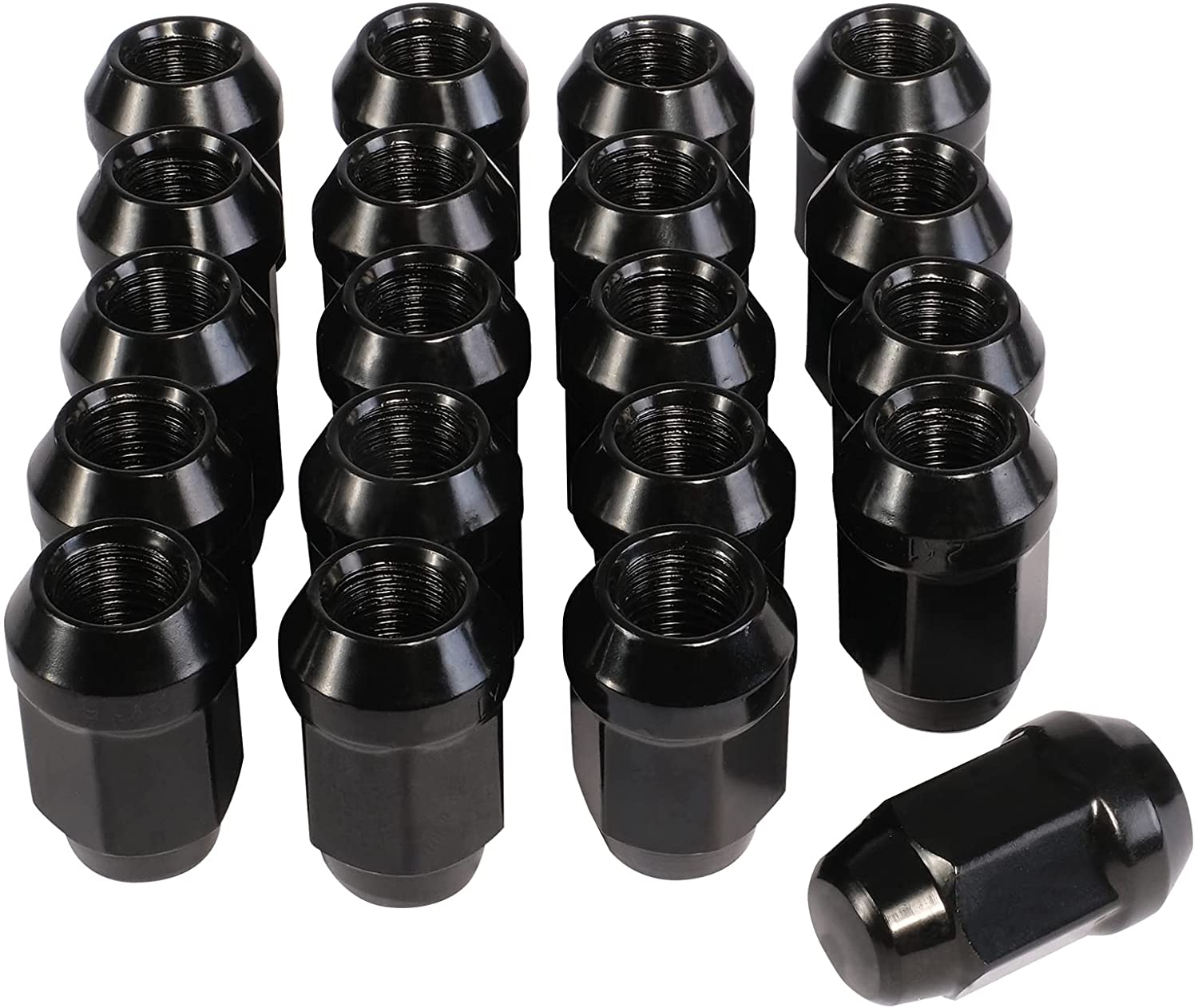 (Out of Stock) Set of 20 M12x1.5 Black Lug Nuts with Cone Seat, for Ford Focus Chevrolet Trailblazer S10 GMC Aftermarket Wheel