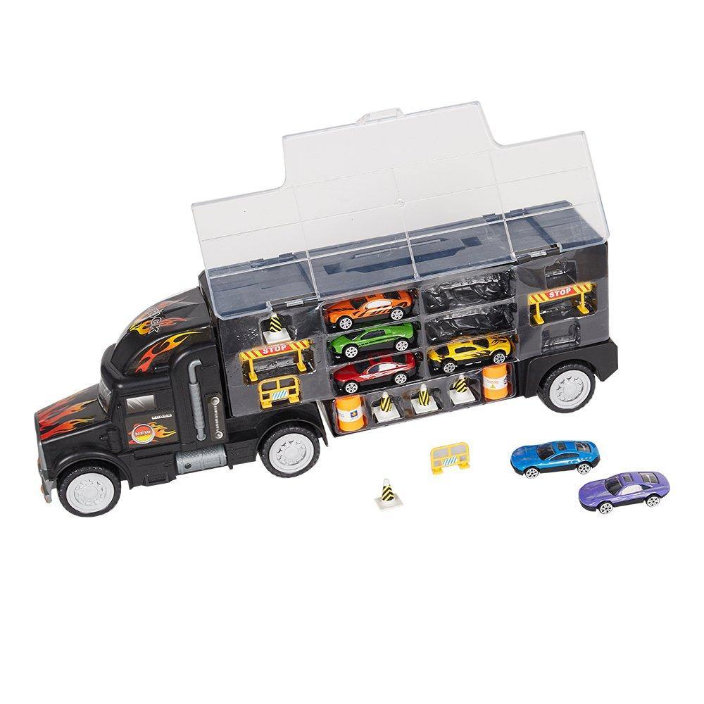 Bosonshop Transporter Carrier Truck Loaded with Metal Toy Cars