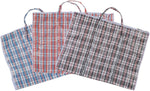 Portable Extra-Large Set of 3 Plastic Checkered Storage Reusable Laundry Shopping Bags with Zipper & Handles Size 31" x 11" x 24" - Bosonshop