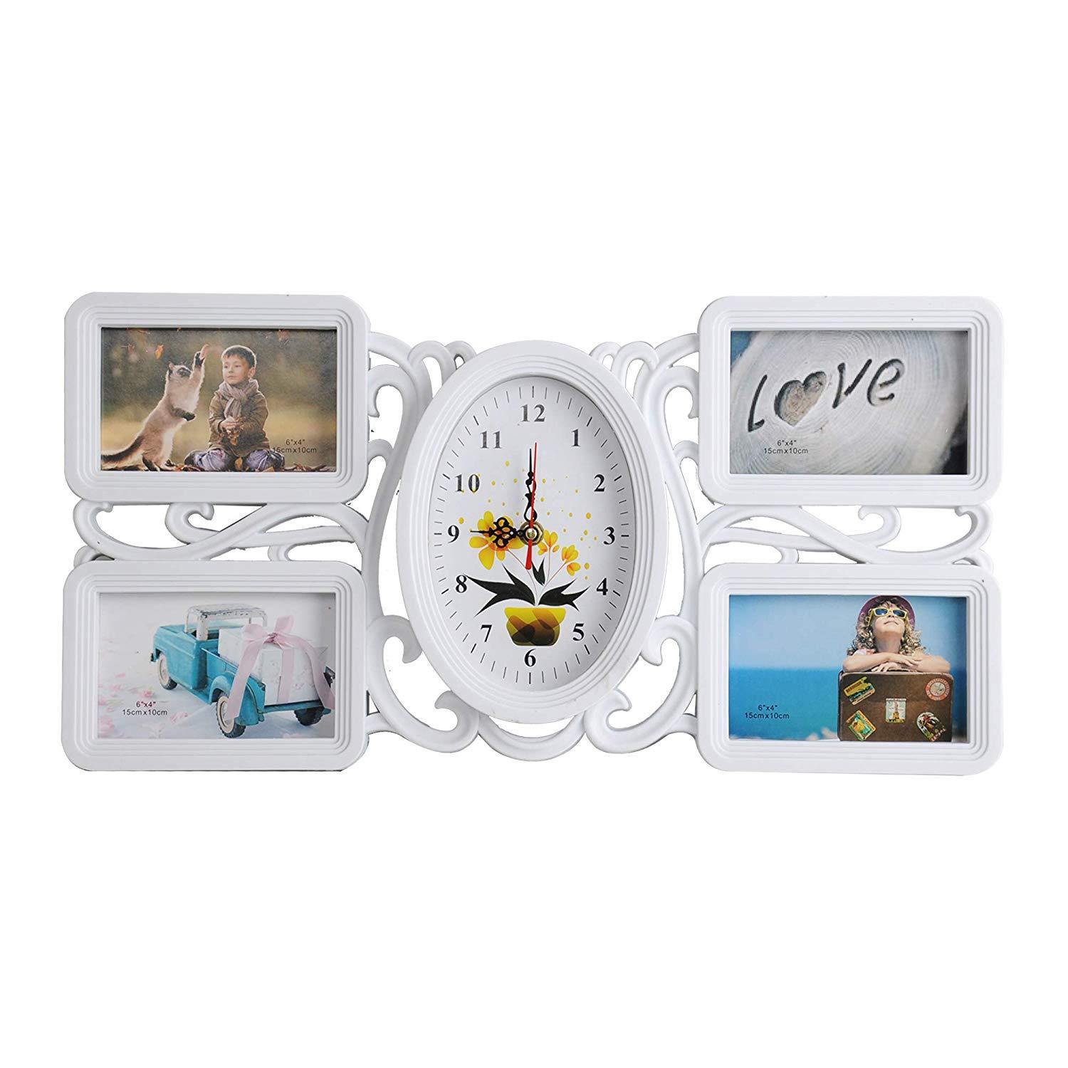 Bosonshop Collage Pictures Frames 4 Openings White Photo Holder with Glass Front for Family,20.5 X 11